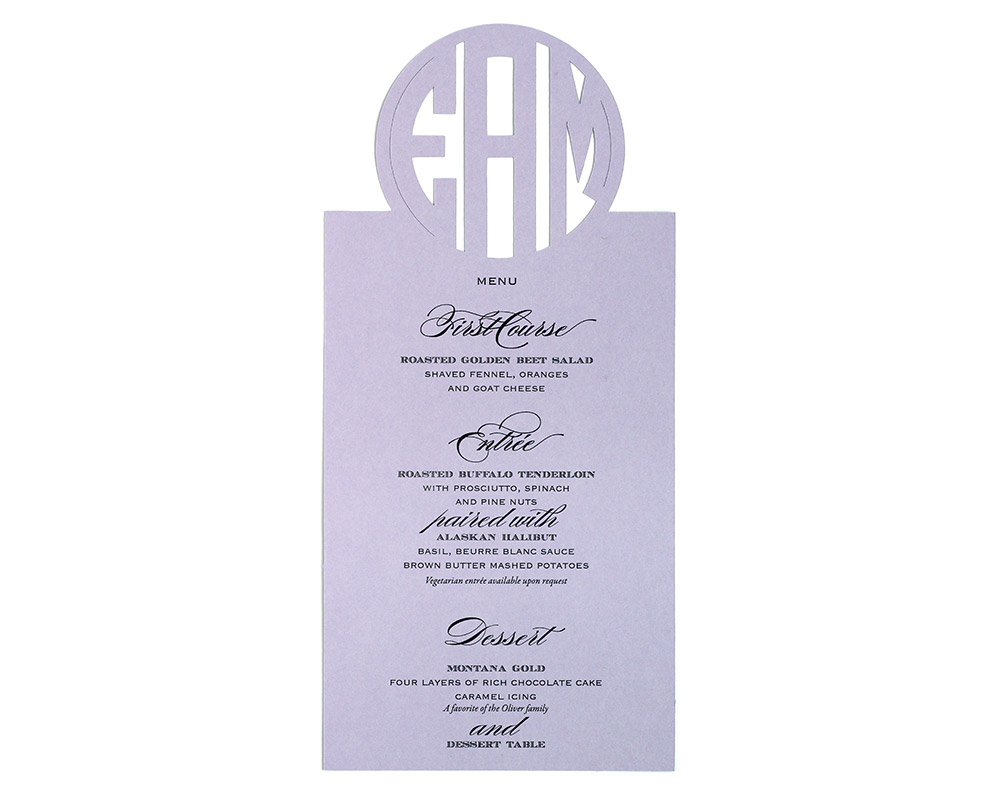 Circle Monogram Menu Cards