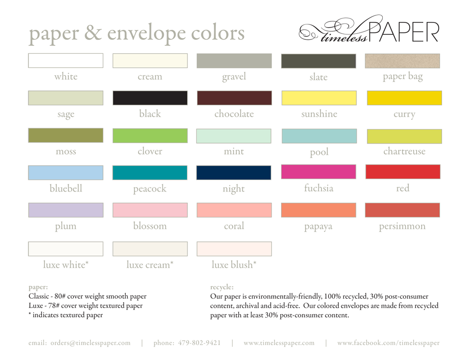 Paper & Envelope Colors